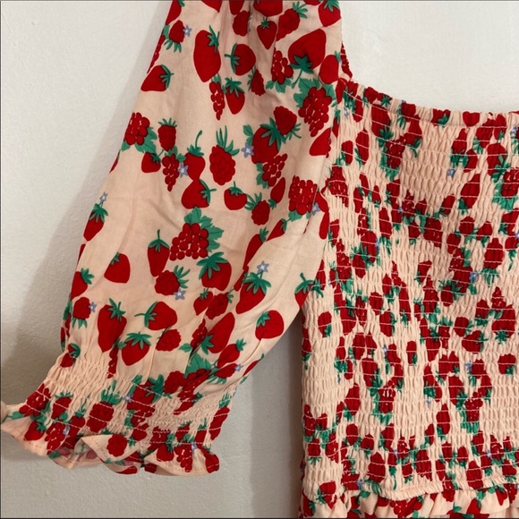 Strawberry Print Off-Shoulder Dress - Picture 14 of 15